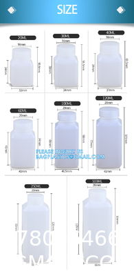 Square Chemical Plastic Biochemistry Medical Reagent Bottle 30ml 50ml 60ml 150ml 500ml 1000ml Custom Capacity