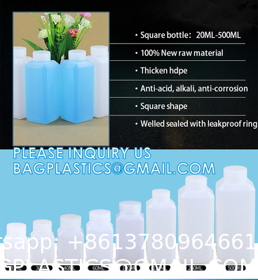 Square Chemical Plastic Biochemistry Medical Reagent Bottle 30ml 50ml 60ml 150ml 500ml 1000ml Custom Capacity