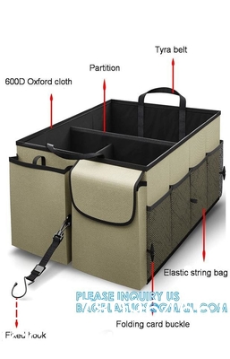 Trunk Organizer Foldable Car Storage Boxes Car Storage Bag, Organizer Multi-Compartment Collapsible Trunk storage