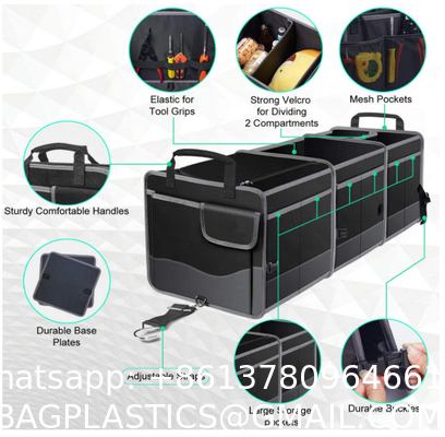 Trunk Organizer Foldable Car Storage Boxes Car Storage Bag, Organizer Multi-Compartment Collapsible Trunk storage