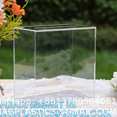 Clear Acrylic Card Box Case, Thick DIY Wedding Box Crystal Clear, Customized Size Logo, for Display Decoration