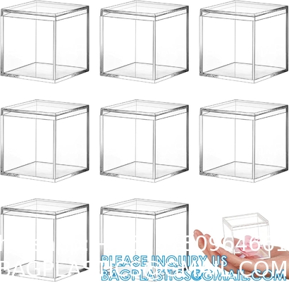 Acrylic Plastic Square Cube Small Acrylic Box Acrylic Storage Containers with Lid Stackable Cube Containers
