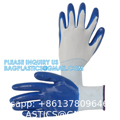Custom Nitrile Coating Firm Grip Work GlovesNitrile Work Gloves Cotton Shell Coated Safety Work Gloves