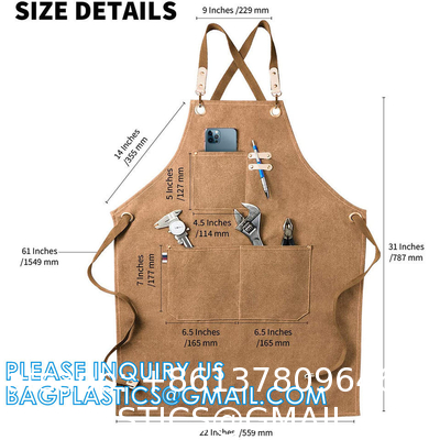 Gardening Work Garden Tools Storage Aprons Waterdrop Resistant Cotton Canvas Cross Back Adjustable Apron