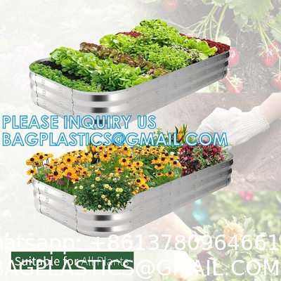 Planter Boxs, Garden Boxes, Galvanized Steel Raised Garden Bed Kit Planter Raised Box With Safety Rubber Edging Strip
