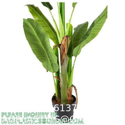 Artificial Banana Tree 6ft Tall 22 Large Leaves Triple Stalk Faux Banana Silk Tree Artificial Banana Leaf Plant