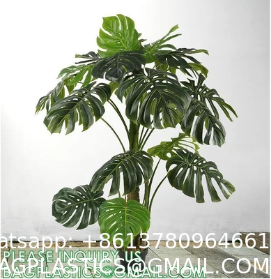 Artificial Monstera Deliciosa Plant, 5ft Potted Faux Tree with 15 Verdant Fake Leaves, Swiss Cheese Plant for Home