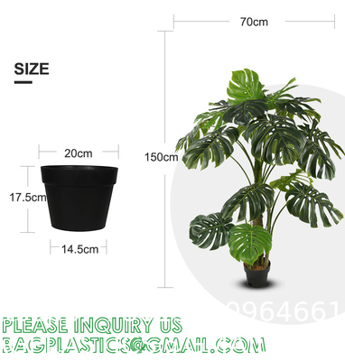 Artificial Monstera Deliciosa Plant, 5ft Potted Faux Tree with 15 Verdant Fake Leaves, Swiss Cheese Plant for Home