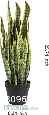 Artificial Snake Plant 26 inches Fake Sansevieria Artificial Potted Plants for Indoor and Outdoor, Home, Office