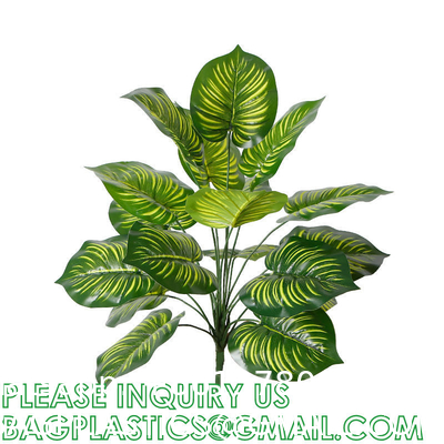 Palm Leaves Artificial Tropical Monstera-84Pcs 6 Kinds Large Small Green Fake Palm Leaf with Stems for Safari Jungle