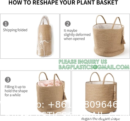 storage Basket Decorative Rope Basket Wooden Bead Decoration For Blankets,Toys,Clothes,Shoes,Plant Organizer Bin