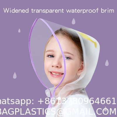 Kids Waterproof Raincoat, Children'S Raincoat Transparent Poncho, Students in school bag raincoat hooded animation
