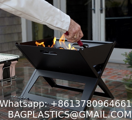 Picnic Outdoor Charcoal Barbecue Grill, Portable Charcoal Grill, Folding Stainless Steel Camping Fire Pit