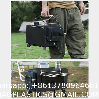 Titanium Tent Wood Stove Oven Folding Portable Log Winter Camping Foldable Ultra Light Hiking Cooking Bbq Chimney