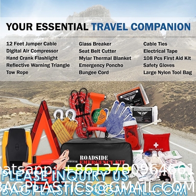 Roadside Survival Kit, First Aid Kit, Emergency Car Kit, Safety Tool Kit, Car Kit, Vehicle Safety Tool Auto