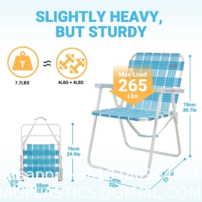 Lawn Beach Chair, Portable Aluminum Dual-Purpose 5-Position Adjustable Durable Folding Beach Chair