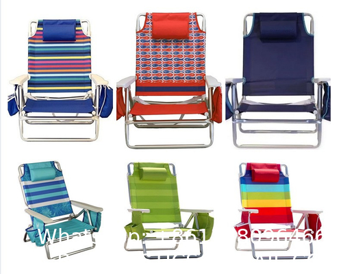 Lawn Beach Chair, Portable Aluminum Dual-Purpose 5-Position Adjustable Durable Folding Beach Chair