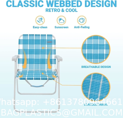 Lawn Beach Chair, Portable Aluminum Dual-Purpose 5-Position Adjustable Durable Folding Beach Chair