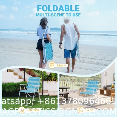 Lawn Beach Chair, Portable Aluminum Dual-Purpose 5-Position Adjustable Durable Folding Beach Chair