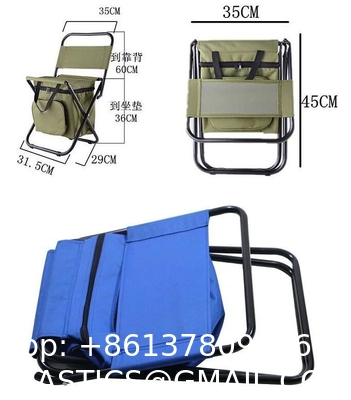 Folding Stool Backpack Insulated Cooler Bag, Collapsible Camping Hunting Fishing Multifunction Chair Front Pocket