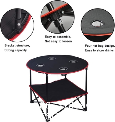 Folding Chair Table Camping Set, Table with 4 Cup Holders, Collapsible Canvas Portable Tables Folding BBQ Outdoor