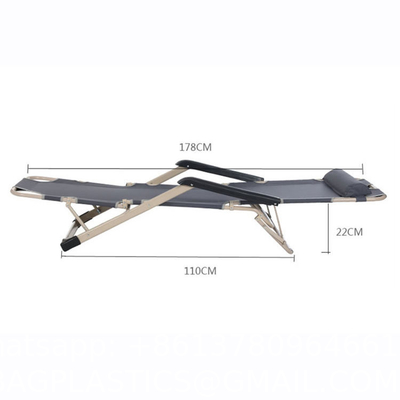 Patio Chaise Lounge Chair for Outdoor with Detachable Pocket and Pillow, Portable Sun Lounger Recliner for Beach