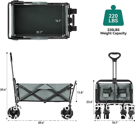 Folding Garden Cart’S Telescoping Adjustable Handle Locks And Extends Allows Effortless Transport