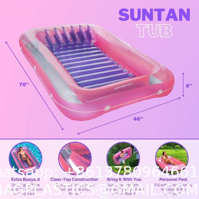 Inflatable Tanning Pool Lounger Float, Sun Tan Tub Sunbathing Raft Floatie Toys Water Filled Tanning Bed Mat
