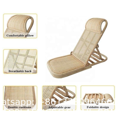 Wholesale Oem Outdoor Picnic Folding Adjustable Camping Lounger Boho Low Rattan Floor Beach Chair Portable