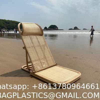 Wholesale Oem Outdoor Picnic Folding Adjustable Camping Lounger Boho Low Rattan Floor Beach Chair Portable