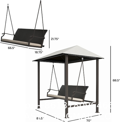 Outdoor Patio Swing Chair with Weather Resistant Steel Frame, Adjustable Canopy, Removable Cushion and Pillow