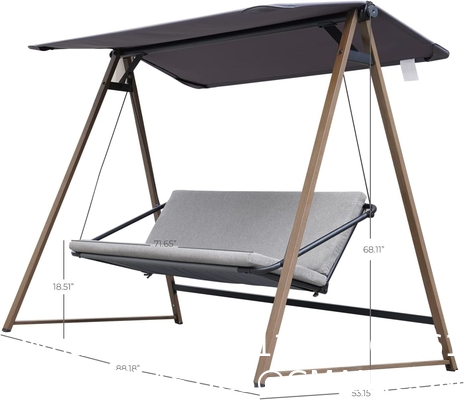 Outdoor Patio Swing Chair with Weather Resistant Steel Frame, Adjustable Canopy, Removable Cushion and Pillow