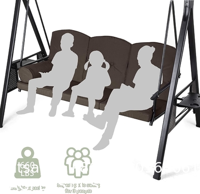 Outdoor Patio Swing Chair with Weather Resistant Steel Frame, Adjustable Canopy, Removable Cushion and Pillow