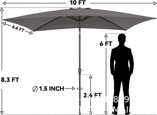 Patio Umbrellas 9' Light Beige, Outdoor Umbrella Market Table Umbrellas with Push Button Tilt and Crank