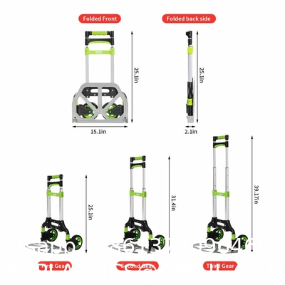 Folding Hand Truck Dolly, 264 Lb Capacity Heavy-Duty Luggage Trolley Cart Telescoping Handle and PP+EVA Wheels