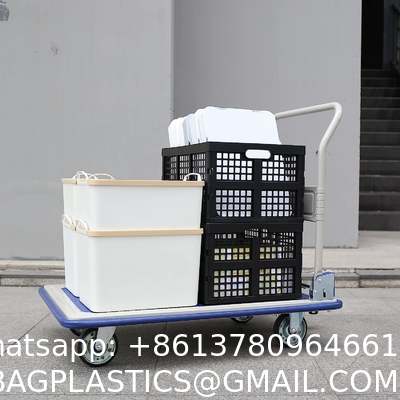Folding Steel Trolley Platform Handtruck Brake Heavy Industrial Flatbed Truck Logistics Warehouse Handling