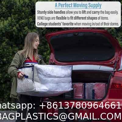 Heavy Duty Extra Large Moving Bags W/Backpack Straps - Strong Handles & Zippers, Storage Totes For Space Saving