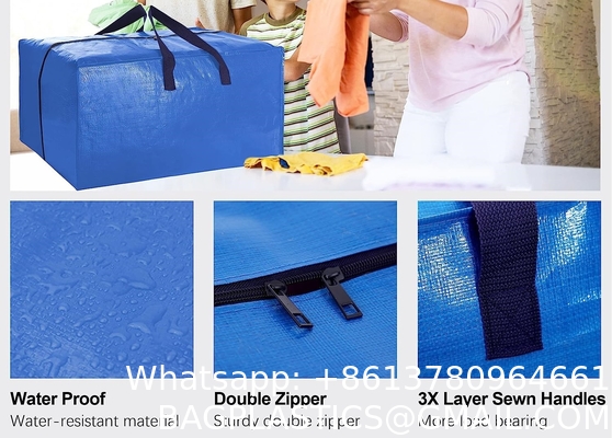 Heavy Duty Extra Large Moving Bags W/Backpack Straps - Strong Handles & Zippers, Storage Totes For Space Saving