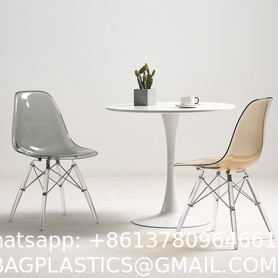 Clear Chair, Armless Acrylic Desk Chair with Golden Feet Swivel Molded Plastic Shell Chair Adjustable