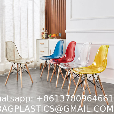Clear Chair, Armless Acrylic Desk Chair with Golden Feet Swivel Molded Plastic Shell Chair Adjustable