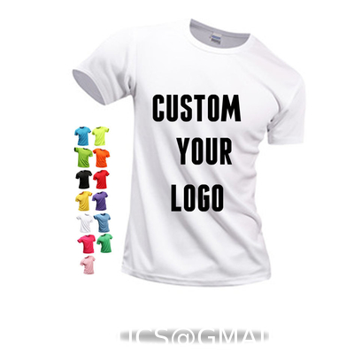 Polyester Cotton 180gsm Quick Dry Unisex T-shirt Men's Short Sleeve Solid Pullover Crewneck Sports Election Promotion