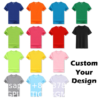 Polyester Cotton 180gsm Quick Dry Unisex T-shirt Men's Short Sleeve Solid Pullover Crewneck Sports Election Promotion