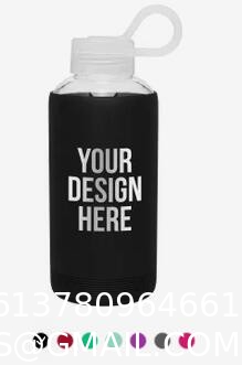 Clear Glass Water Bottles, Reusable Glass Juicing Bottles Protection Sleeve and Stainless Steel Leak Proof Lids