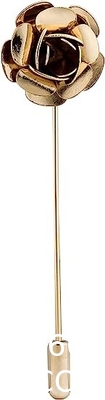 Men's Metalic Gold Flower Lapel Pin/Shirt Stud Brooch Golden, Gentleman's Essentials Premium Handmade Flower Lapel Pin