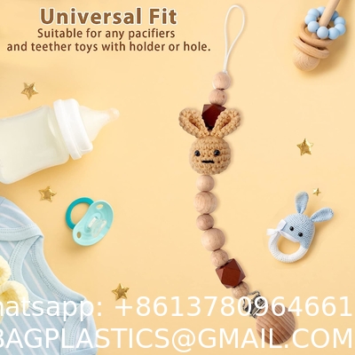 Pacifier Clip, Neutral Cute Rabbit Pacifier Leash For Boys Girls Fits For All Pacifiers, Ideal Baby Shower Baby Gift