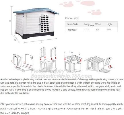 Plastic Dog House - Waterproof Dog Kennel Air Vents Elevated Floor All Weather Indoor Outdoor Insulated Doghous