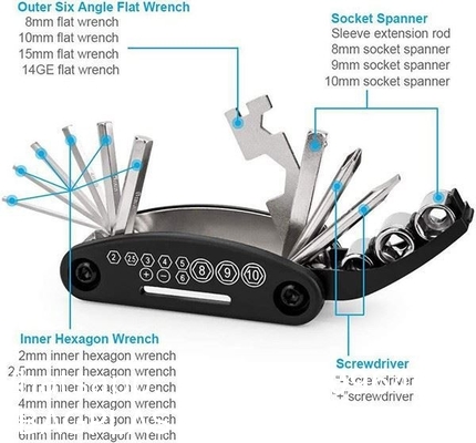 Bike Repair Tool Kit - 16 in 1 Bicycle Multitool Mountain Bike Tool Cycling Maintenance, Bike Hex Key Wrench