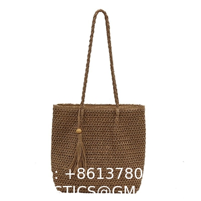Straw Bag for Women Woven Beach Structured Tote Handmade Crochet Carteras De Mujer Summer Shoulder Bohemian