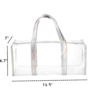 Tote Bag for Women Clear Gym Bag PVC Beach Bag Sports Duffel Bag with Durable Metal Zipper (One Clear Bag)