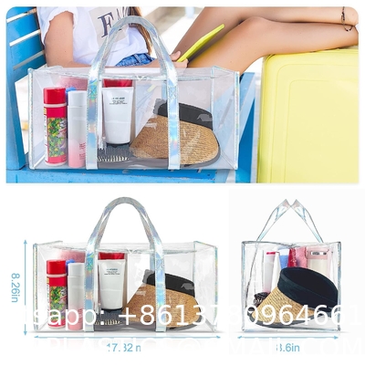 Tote Bag for Women Clear Gym Bag PVC Beach Bag Sports Duffel Bag with Durable Metal Zipper (One Clear Bag)